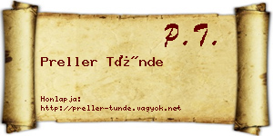 Preller Tünde névjegykártya